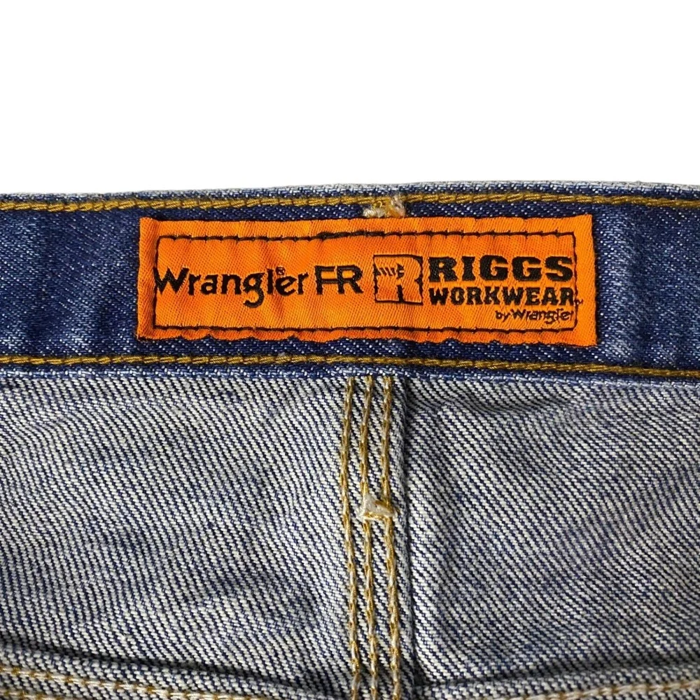 Wrangler FR Riggs Workwear Men Blue Straight Leg Flame Resistant Jeans 54x30